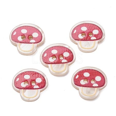 2-Hole Printed Opaque Resin Buttons RE-CBA2C75-04F-1