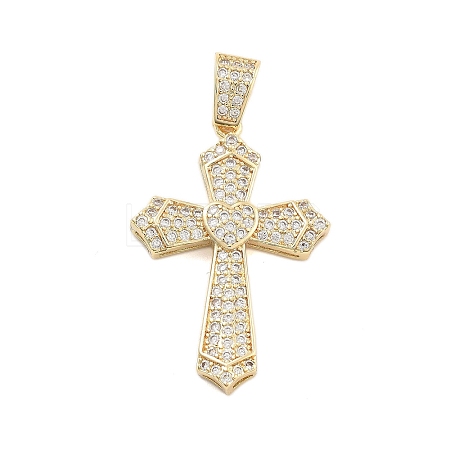 Brass Pave Cubic Zirconia Pendants KK-U009-06A-G-1