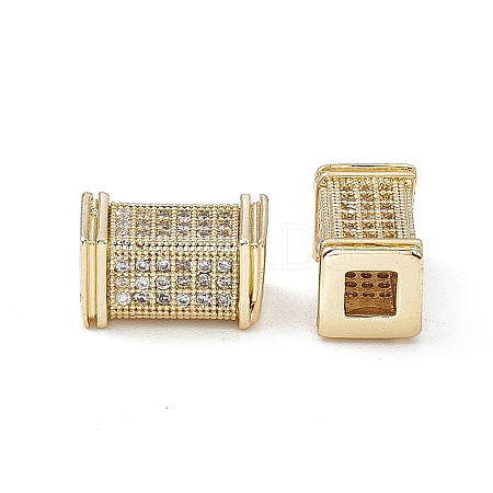 Brass Micro Pave Clear Cubic Zirconia Beads KK-E068-VB458-1