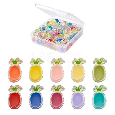 Craftdady 100Pcs 10 Colors Transparent Enamel Acrylic Beads TACR-CD0001-09-1