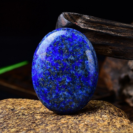 Natural Lapis Lazuli Oval Palm Stone Massager PW-WG63539-03-1