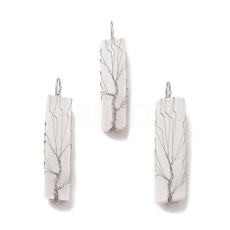 Copper Wire Wrapped Natural Selenite Big Pendants KK-E086-01P-1
