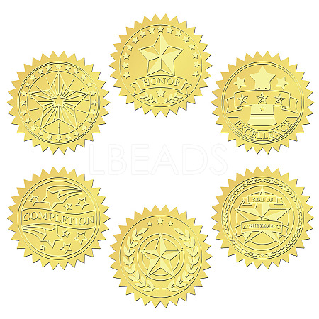 6 Patterns Aluminium-foil Paper Adhesive Embossed Stickers DIY-WH0451-011-1