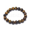 Natural Tiger Eye Bead Stretch Bracelets X-BJEW-K212-A-028-2