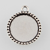 Tibetan Style Alloy Flat Round Pendant Cabochon Settings TIBEP-M022-39AS-1