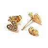 Heart with Crown 304 Stainless Steel Rhinestone Stud Earrings EJEW-A081-16G-3