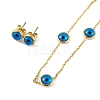 Evil Eye Resin Stud Earrings & Necklaces Sets SJEW-M100-03G-2