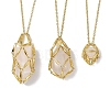 3 Pcs Crystal Stone Cage Pendant Necklaces NJEW-JN04751-02-2