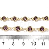 Brass Purple Cubic Zirconia Flat Round Links Double Layer Necklaces NJEW-C070-01A-G-3