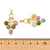 Natural Multicolor Tourmaline Faceted Cube & Natural Cultured Freshwater Pearl Tassel Pendants PALLOY-JF06000-3