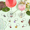 BENECREAT 20Pcs 10 Styles Flower & Bee & Butterfly & Beetle Alloy Enamel Dangle Wine Glass Charms AJEW-BC0003-17-6