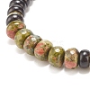 Natural Coconut Shell & Gemstone Beaded Stretch Bracelet BJEW-JB07991-5