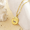 Stainless Steel Rhinestone Flat Round with Eye Pendant Necklaces LS9934-1-3