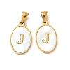 Natural Shell Oval with Initial Pendants STAS-I351-23G-J-1