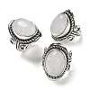 Natural Quartz Crystal Adjustable Rings RJEW-I108-01AS-09-4