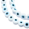 Handmade Evil Eye Lampwork Flat Round Bead Strands LAMP-L058-12mm-14-3