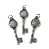 Key Brass Natural Green Aventurine Big Pendants KK-D361-01AS-14-1