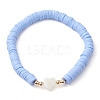 Handmade Polymer Clay with Natural Trochid Shell/Trochus Shell Beaded Stretch Bracelets for Women BJEW-JB10203-01-3