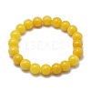 Natural Yellow Jade Bead Stretch Bracelets BJEW-K212-B-038-2