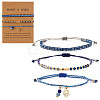 3Pcs 3 Styles Bohemian Adjustable Nylon Cord Braided Bracelet & Glass Beads Braided Bracelet & 304 Stainless Steel Hamsa Hand Charm Bracelet Set for Women GE8132-12-2