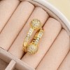 Brass Micro Pave Cubic Zirconia Open Cuff Rings for Women LS-RJEW-F171-02G-5