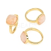 Natural Rose Quartz Finger Rings with Brass Findings G-H353-04G-06-5