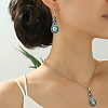 Bohemian Style Alloy & Synthetic Turquoise Pendant Necklaces & Dangle Earrings Sets WG2E1B4-06-2