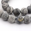 Frosted Natural Map Stone/Picasso Stone/Picasso Jasper Round Bead Strands G-M272-08-8mm-1