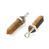 2Pcs Natural Tiger Eye Double Terminated Pointed Pendants G-YW0002-05A-1
