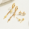 3 Pairs Stainless Steel Flower & Snake & Round Earrings Set KI8998-1