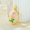 Brass Enamel Locket Pendants KK-F912-05C-G-1