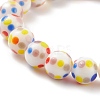 Dot Pattern Lampwork Round Beaded Stretch Bracelet for Women BJEW-JB08225-2