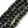 Natural Golden Sheen Obsidian Beads Strands G-E571-A01-01-1