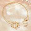 Brass Micro Pave Clear Cubic Zirconia Sun Pendant Necklaces KK-CBA4547-09G-1