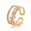 Brass with Cubic Zirconia Open Cuff Rings LS-RJEW-B053-03-1