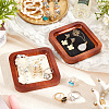 Square Wood Jewelry Storage Tray with Microfiber Fabric Mat Inside ODIS-WH0030-37A-02-4