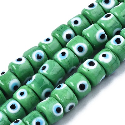 Handmade Evil Eye Lampwork Beads Strands LAMP-WH0006-05E-1