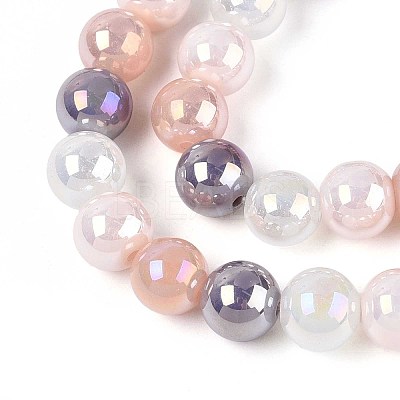 Electroplate Glass Beads Strands EGLA-N019-10mm-01-1