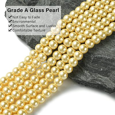 Eco-Friendly Dyed Glass Pearl Beads Strands HY-A008-6mm-RB072-1