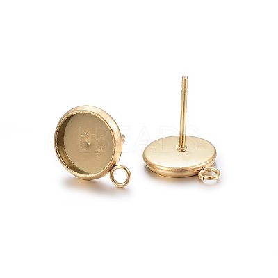 Ion Plating(IP) 304 Stainless Steel Stud Earring Settings STAS-H467-08G-8mm-1