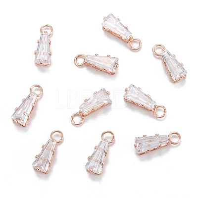 Brass Clear Cubic Zirconia Charms ZIRC-G170-10-1