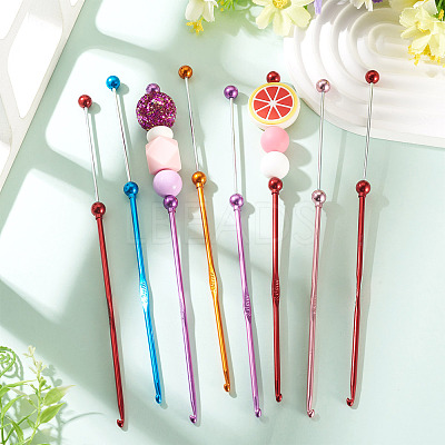 6Pcs 5 Colors DIY Alloy Beadable Crochet Hooks AJEW-TA0003-51-1