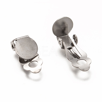 Tarnish Resistant 304 Stainless Steel Clip-on Earring Findings X-STAS-L259-001C-P-1