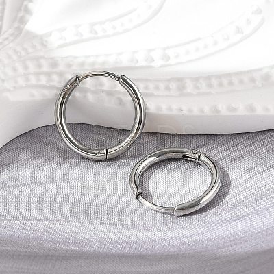 Tarnish Resistant 304 Stainless Steel Huggie Hoop Earrings EJEW-G272-02-12mm-P-1