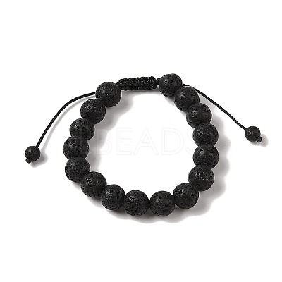 10mm Round Natural Lava Rock Braided Bead Bracelets BJEW-C067-01C-09-1