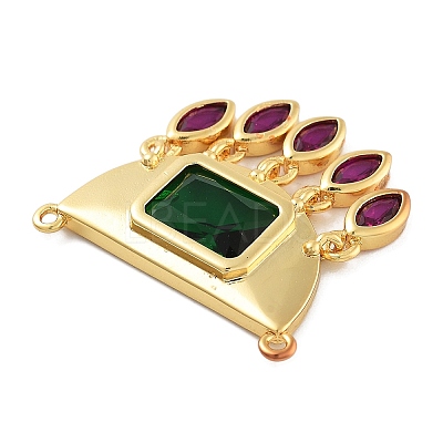 Rack Plating Brass Micro Pave Cubic Zirconia & Glass Pendants KK-Z071-66G-02-1