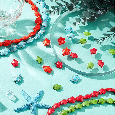 4 Strands 4 Styles Dyed Synthetic Turquoise Beads Strands G-GA0001-62-1