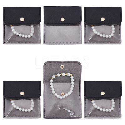 6Pcs PVC PU Leather Jewelry Envelope Pouches with Snap Button ABAG-WH0039-49B-1