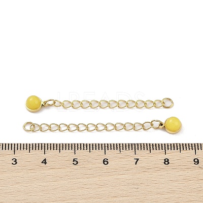 Ion Plating(IP) 316 Surgical Stainless Steel Curb Chain Extender with Natural  Dyed Jade Round Charm STAS-A097-01G-12-1