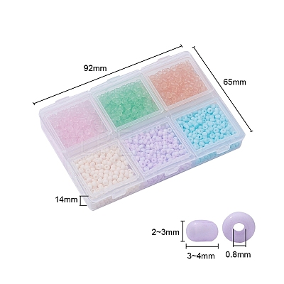 1800Pcs 6 Colors 8/0 Transparent & Opaque Glass Seed Beads SEED-YW0001-31-1